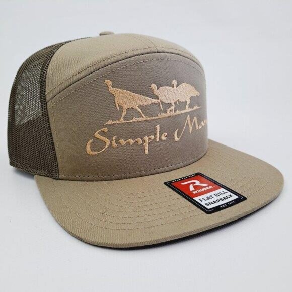 Hunting Outdoors Simple Man Turkey Flat Bill Trucker Mesh Snapback Cap Hat Retro